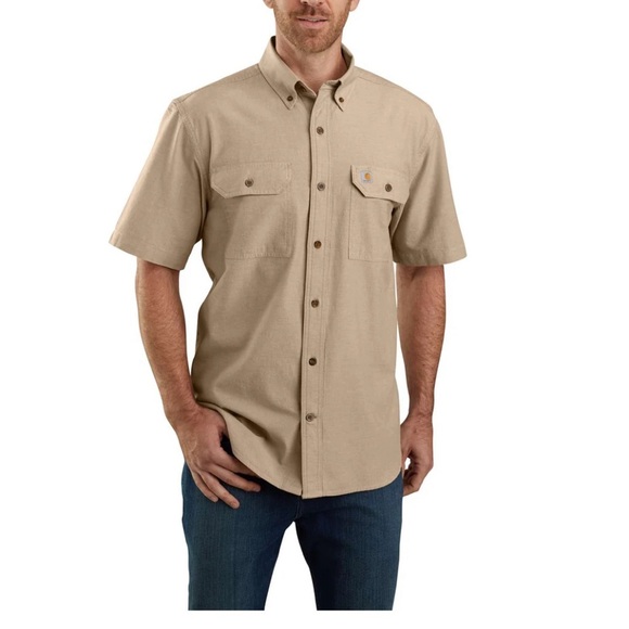 Carhartt Mens Relaxed Fit 3XL Tall Short Sleeve Midweight Work Shirt Tan - Picture 1 of 10
